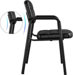 Yaheetech 2 PCS Office Guest Chair Mid Back Leather Reception Chairs Living Room Leisure Chairs with Lumbar Support for Waiting/Conference Room, Black