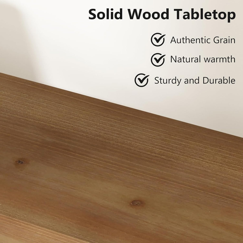 Solid Wood Console Table, 63" Farmhouse Entryway Table with Sturdy Mortise and Tenon Joints, Rustic Sofa Table for Hallway, Behind Couch, Foyer, 15 Mins Easy Assembly