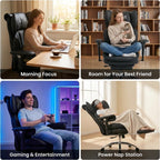 Big and Tall Office Chair, 400lbs Heavy Duty Wide Seat Executive Chair with Footrest, High Back Leather Computer Desk Chair for Home Office (Black)