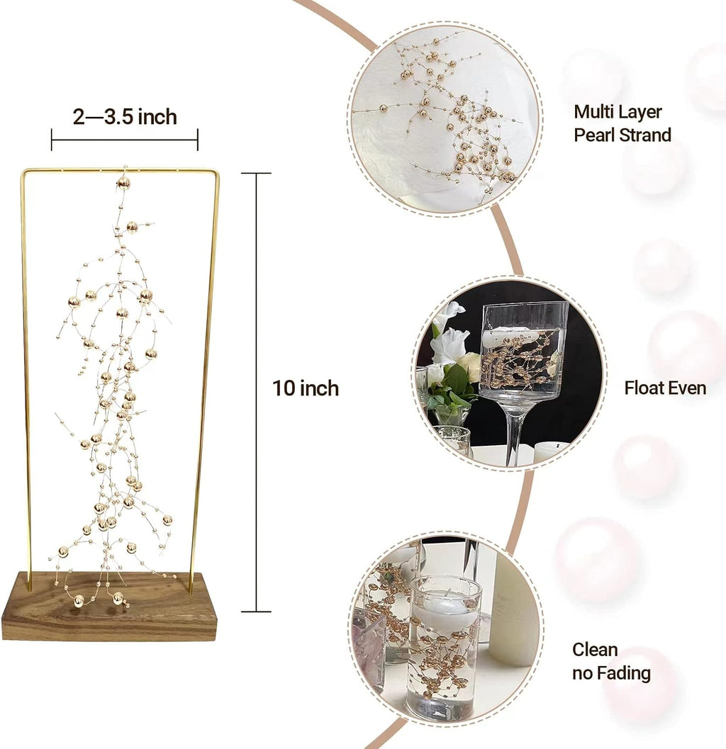 TeaSu 12pcs Pearl String, for Wedding Centerpiece, Vase Filler and Decor for Floating Candles (Champagne Gold)