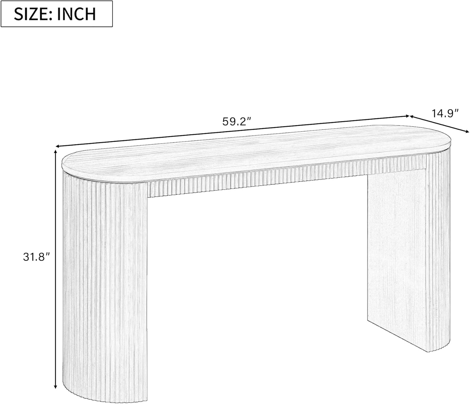 Curved Console Table with Unique Vertical Stripe,Suitable for Living Room,Study and Entrance
