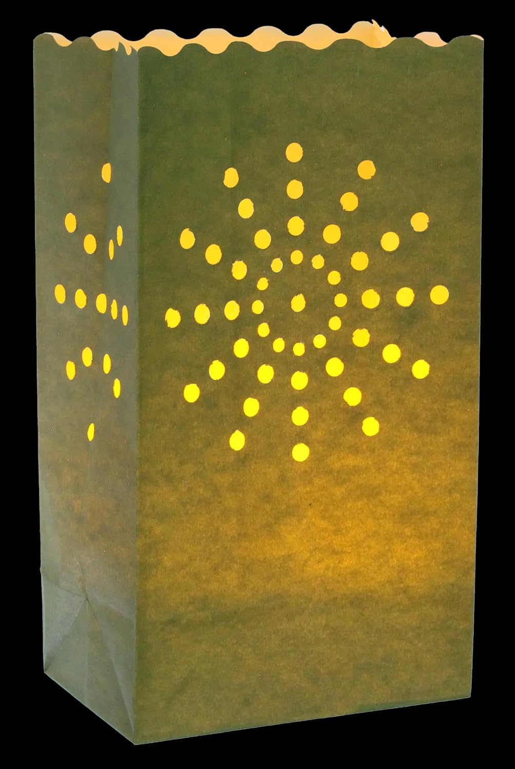 CleverDelights Green Sunburst Luminary Bags - 50 Pack - Christmas Holiday Sidewalk Candle Light Bag Decorations