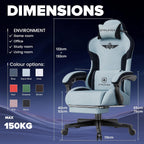 GTPLAYER Gaming Chair, Computer Office Chair Lumbar Support, Linkage Armrests and Footrest, Ergonomic Game Chair for Adults with Extended Backrest, Velvet Fabric, Light Blue