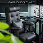 Bauhutte G-370PU-BK Gaming Sofa Chair 2, Black, PU Leather Type, Gaming Chair Like a Sofa, Standard
