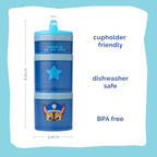 Whiskware Paw Patrol Stackable Snack Containers for Infants, Kids, and Toddlers, Durable Food Storage Containers for Daycare, Car, and Airplane Travel, Dishwasher Safe, Chase