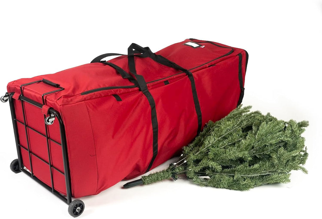 Santa's Bags [XXL Rolling Duffle Bag Tree Storage] - 12 Ft Christmas Tree Storage Bag with Wheels | Heavy Duty Dolly-Style Frame | Expandable Top to Fit Large Artificial Trees
