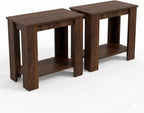 HOME DESIGN Telluride End Table Set of 2, Modern Wood Accent Tables with Lower Shelf, Living Room/Bedroom Side Tables — Available in Walnut or Black Finish