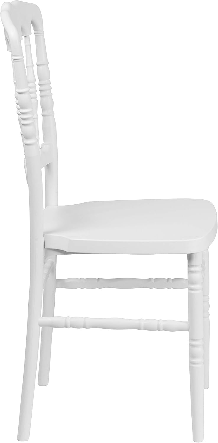 Flash Furniture HERCULES Series White Resin Stacking Napoleon Chair