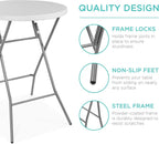 Best Choice Products 32in Bar Height Folding Table, Round Indoor Outdoor Accessory for Patio, Backyard, Dining Room, Events w/Thick Table Top, Metal Frame, Locking Legs, 330lb Weight Capacity - White | Bar Height