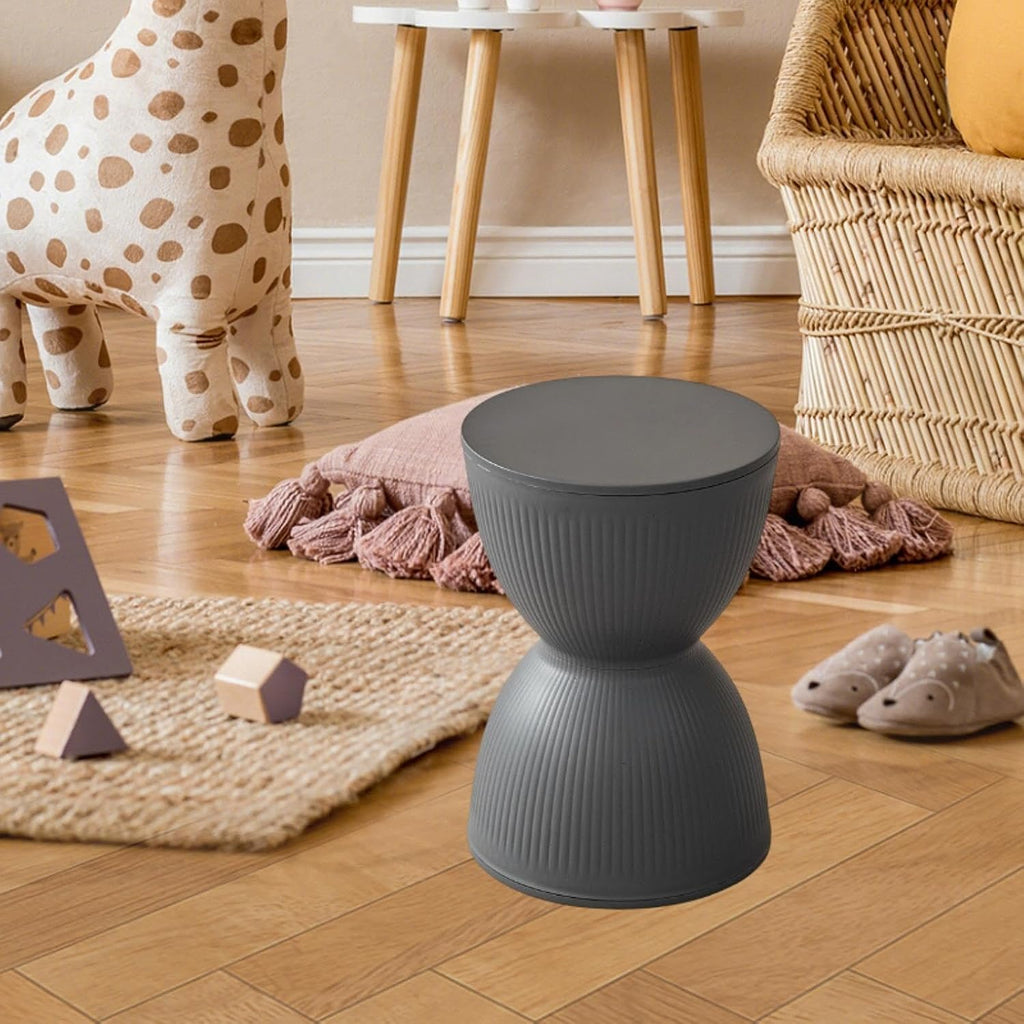 Round Foot Stool Footstool Sitting Change Shoe Stool for Home Bedroom Bedside Nursery, Gray