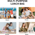 Lunch Bag Women Lunch Box for Women Adult Cute Insulated Lunch Bag Lager Cooler Lunch Tote Bags for Work Picnic (Black-White Plaid)