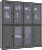 Palace Imports 100% Solid Wood 65"" Pantry China Cabinet with Raised Panel, Frosted Glass Doors, 2-Drawers and Adjustable Shelves