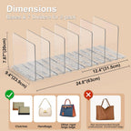 SortNStore Bag & Purse Organizer for Closet: Adjustable Clear Handbag Storage Shelf - Plastic Clutch Dividers for Closet Organizers and Storage - Keep Carteras & Pocketbook Upright