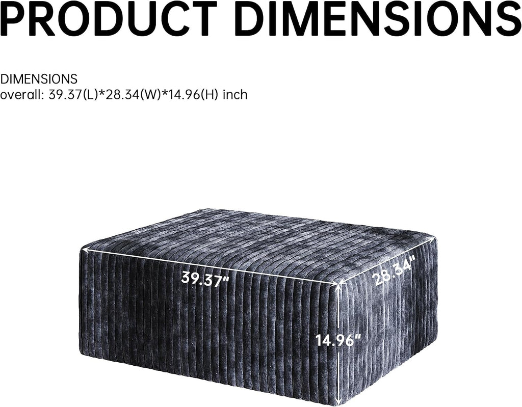 40" L Shape Sectional Sofa Ottoman, Memory Foam Cloud Couchottoman, No Assembly Required, Oversized Chaise Modular Ottoman Couches for Living Room, Office, Apartment - Left/Right, Gray