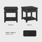 Lexicon Mid Century Modern 24" x 27" End Table with Storage, Wood Side Table with USB Charging Ports and Outlet, 1 Dovetail Drawer and Open Storage Shelf for Living Room/Bedroom, Charcoal