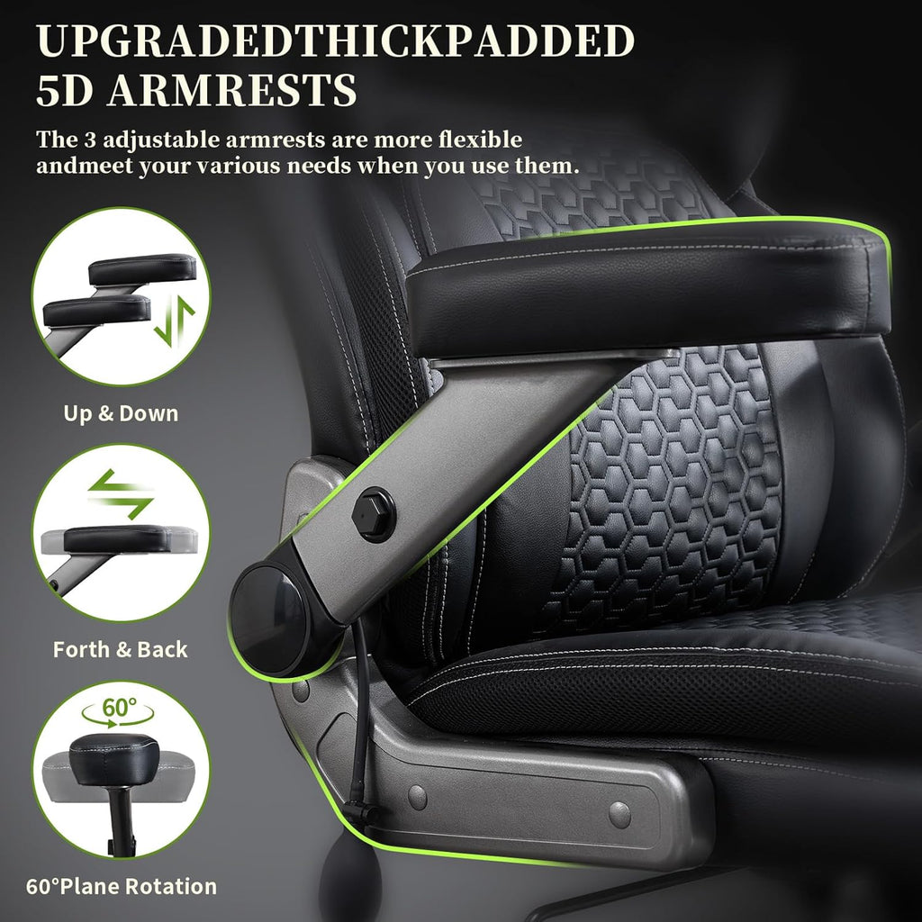 700lbs Big and Tall Office Chair for Heavy People with 5D Flip Armrests Heavy Duty Executive Chair with Adjustable Lumbar Support, Metal Base, Rubber Caster Wheels, Wide Seat for Sitting All Day