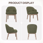 MALOL Dining Chairs Set of 6 with Lumbar Support,Fabric Upholstered Kitchen Chairs with Wooden Legs,Green