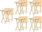 PJ Wood - Folding TV Tray Tables - Solid Wood, 10-Piece Set | Rectangular Design, 14.57 x 19.09 x 26 in, Natural Finish, Rustic Style, Compact Storage, For Couch Dining Or Work
