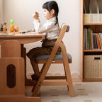YESWOOD Solid Wood Kids Study Chair, Height Adjustable Chidren Student Chair with Removable Seat Cushion and Backrest, Wooden Chair for Home Office, Living Room, Bedroom, Study (Fabric Grey)