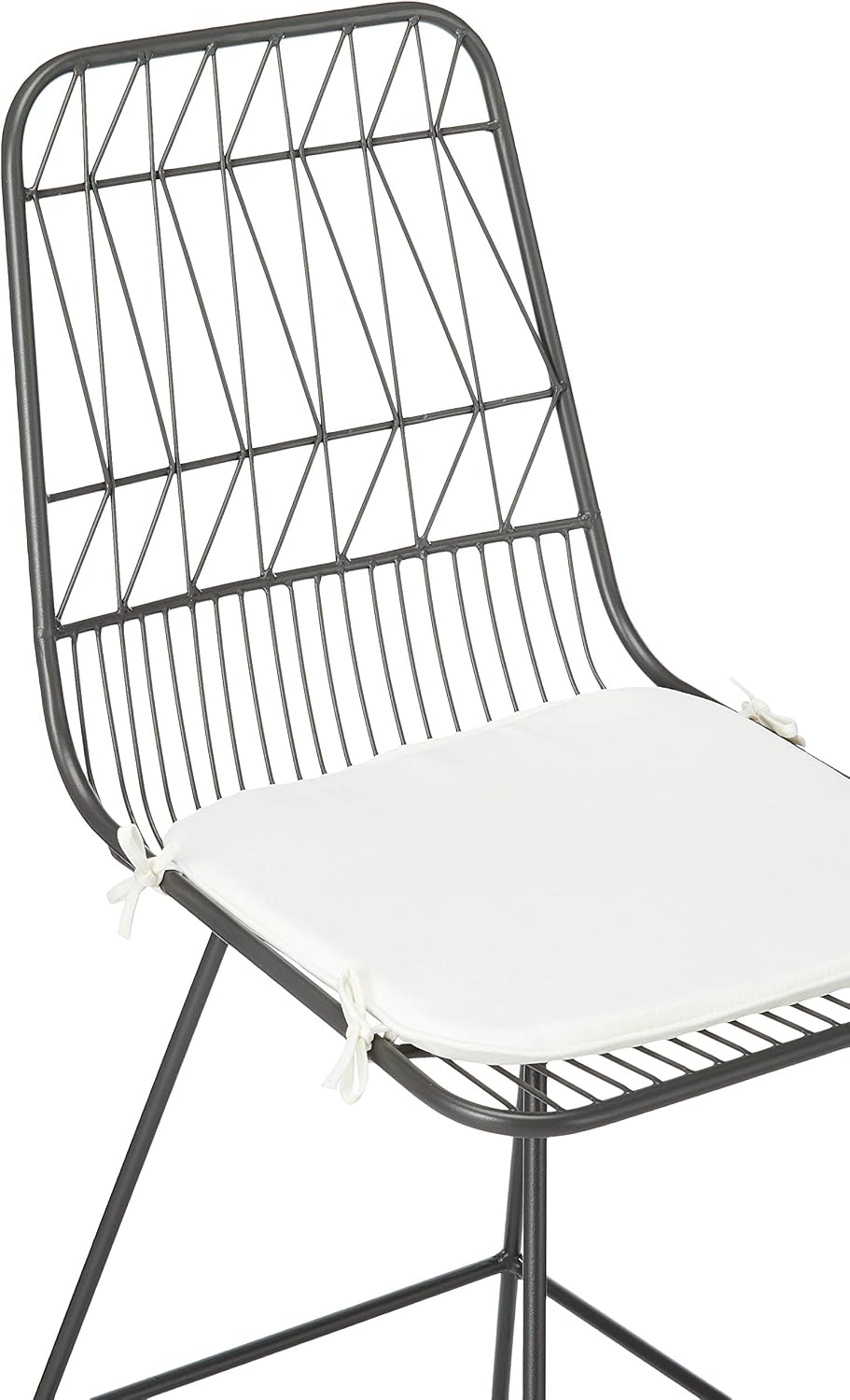 GDFStudio Christopher Knight Home Lilith Counter Stools, 26" Seats, Modern, Geometric, Gray Iron Frames with Ivory Cushion (Set of 2)