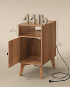 VASAGLE MAEZO Collection - End Table with Charging Station, Narrow Side Table, Nightstand with Tapered Legs, Curved Transitions, for Small Spaces, Living Room, Bedroom, Honey Brown ULET329K101S