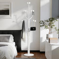 Coat Rack Freestanding Metal Coat Tree with 10 Hooks, White | Heavy Duty Standing Coat Rack, Stainless Steel Marble Base, Coat Hanger Stand for Bedroom Entryway Hallway, Hat, Bags