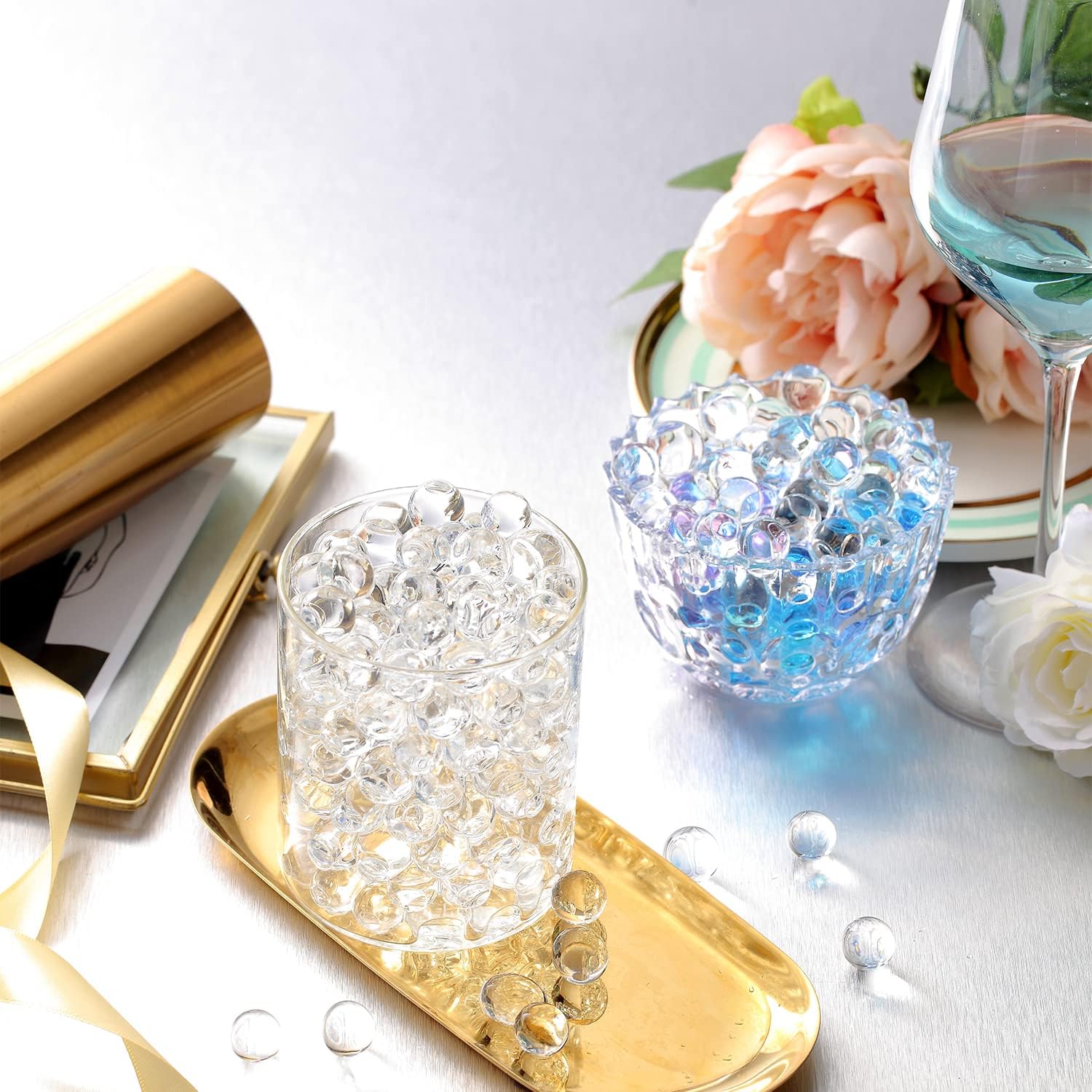 100,000 Clear Water Gel Beads for Vases, Transparent Water Gel Beads for Vase Filler, Candles, Wedding Centerpiece Floral Decorations