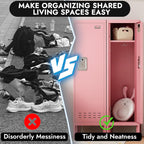 KAER Pink Locker 54" H Metal Storage Cabinet Kids Lockers for Employees Lockable Locker Storage Organizer with Locker Shelf with Louvers Nameplate Small for Home School Gym Office