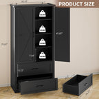 BORNOON Pantry Organizers and Storage Cabinet, 71” Barn Door White Kitchen Cabinet with Drawers and Adjustable Shelf, Tall Pantry for Kitchen, Dining Room, Living Room. Bathroom and Office
