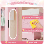 Xilingol Kids Armoire with Jewelry Cabinet, Dress up Storage with Mirror and Shelves, Princess Dress Closet and Costumes Wardrobe Closet, Costume Organizer for Bedroom, Kids Room, Girls (Pink)