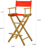 Casual Home 30" Director's Chair Natural Frame-with Orange Canvas, Bar Height