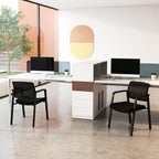 Tangkula Set of 4 Conference Room Chairs, Stackable Office Guest Chairs with Upholstered Seat, Mesh Backrest & Armrests, Waiting Room Chairs for Office, School, Lobby, Black