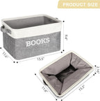 Lukeline Book Storage Baskets for Organizing, 15.5 x 11.6 x 9.4 Storage Basket for Books Cookbook and Recipe, Collapsible Storage Bin, Decorative Baskets for Home, Shelves, Classroom (BOOKS)
