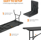 SEALAMB 6 Feet Foldable Table with Built in Handle & Steel Legs,6FT Heavy Duty Folding Portable,Perfect for Party, Dining, Wedding, Events, Picnic Indoor, Outdoor, Camping, Utility, Folding - 6 Ft