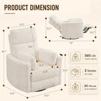 IPKIG Power Swivel Recliner Nursery Rocking Glider Chairs, Corduroy, Beige | LED Light, USB & Type-C Ports, and Cup Holder – Electric Rocking Reclining Chair for Baby Nursing, Living Room, and Bedroom