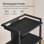 HOOBRO Game Console Shelf, 4-Tier Video Gaming Consoles Stand with Outlet & RGB Light, Audio Rack Tower for Turntable, Stereo Equipment, Wooden Entertainment Storage Stand, Black BB38UDCJ01