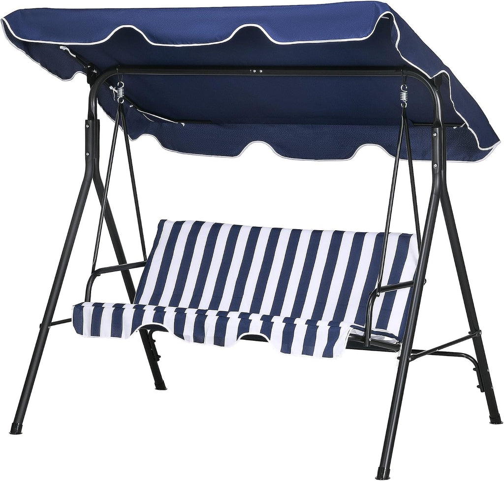 3-Person Outdoor Patio Swing Chair with Adjustable Canopy