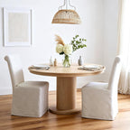 chairus Slipcovered Parsons Dining Chairs Set of 4, Upholstered Dining Room Chairs with Washable Linen Cover & High Back, Modern Farmhouse Wooden Side Kitchen Chairs, Cream White