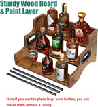AT-VALY 3-Tier Liquor Bottle Display Shelf, Iron&MDF Countertop Wine Rack, Liquor Cabinet for Home Decor, Mini Bar(Rustic Brown)