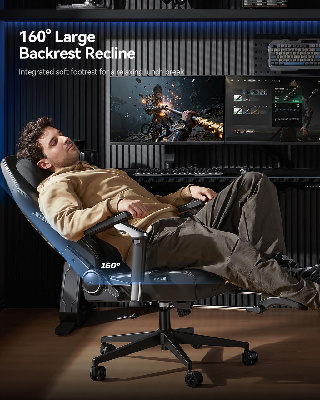 AutoFull M6 Gaming Chair with Climate Control Massage – Ventilated & Heated Seat, 3rd-Gen Active Lumbar Support, 360° Adjustable Armrests, Ergonomic Chair for Gamers & Home Office (Black)