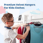 Premium 14 Inch Kids Hangers 100 Pack, Grey Baby Velvet Hanger, Non Slip, Space Saving Felt Hangers Clothes Organizers for Closet with 360° Swivel Hook for Children, Toddler & Teens