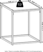 Furinno Camnus Side Table, White End Table with Metal Frame, Square Open Frame Night Stand, Bedside Table, Easy Assembly, for Living Room, Bedroom, Plain White