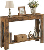 YATINEY Farmhouse Console Table, 39.4'' Small Narrow Entryway Table, Wood Couch Table Behind Sofa with Storage Shelf, Slim Farmhouse Hallway Table for Living Room, Hallway, Foyer, Rustic Brown CT34RR