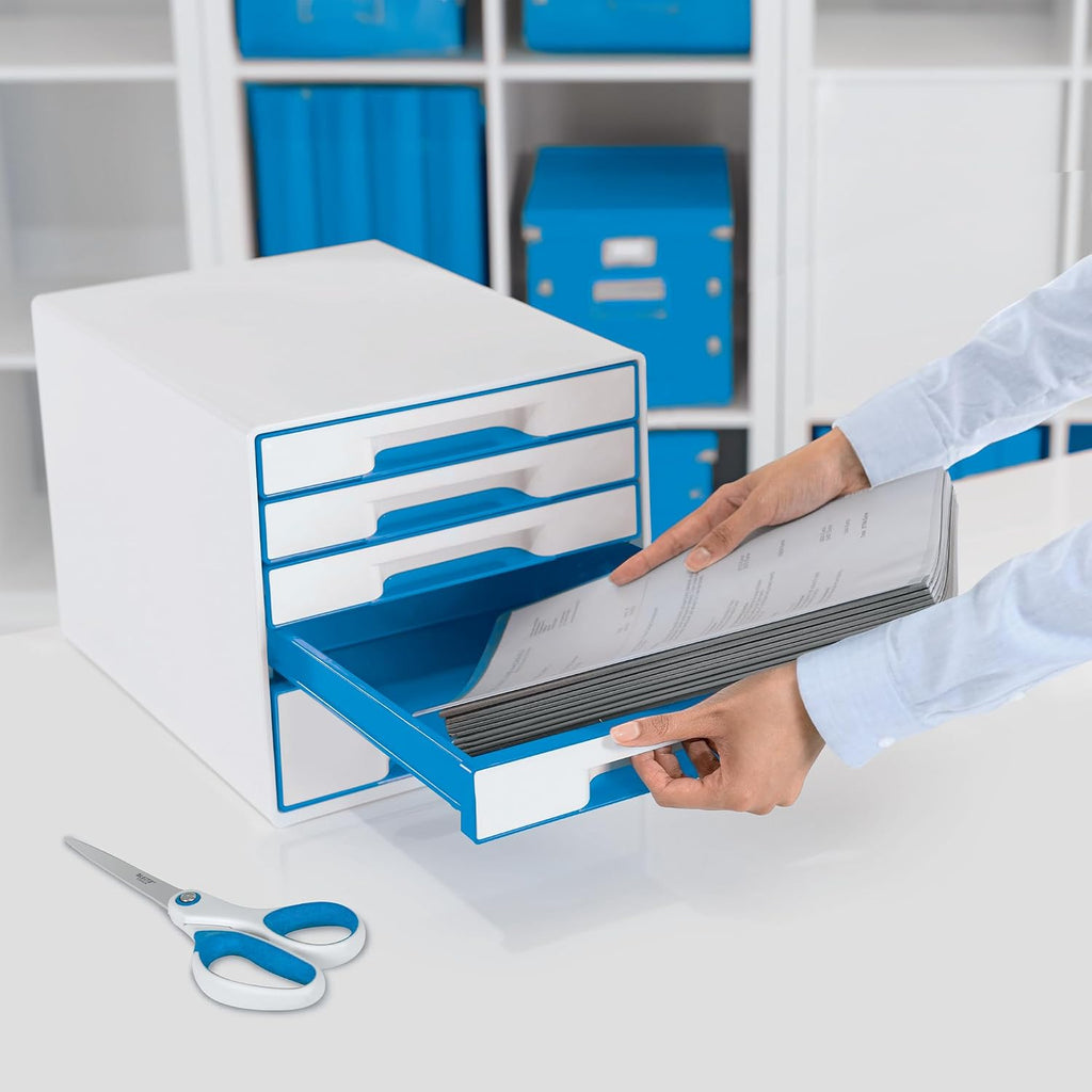 Leitz 52142036 A4 "Wow" Cube 5 Drawers Filling Unit - White/Blue