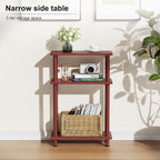 Apicizon 3 Tier End Table, Narrow Side Table with Storage Shelf, Bedroom, Living Room, Entryway, Farmhouse, Dark Brown