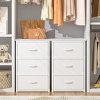 DAOUTIME Stackable Storage Drawers, 3 Drawers for Closet Clothes, White Closet Organizer with Wooden Top & Metal Frame, Freestanding or Stackable Dresser for Bedroom, Living Room