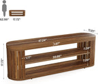 Tribesigns 47.2" Wooden Entryway Bench with 2-Tier Shoe Storage, Farmhouse Dining Bench with Adjustable Foot Pads, End of Bed Stool for Bedroom, Hallway, Living Room, Dining Room, Rustic Brown