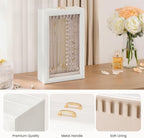 Lolalet Necklace Organizer Box, Jewelry Storage Box with Clear Window for Necklaces Bracelets, Tangle-Free Necklace Display Case for Women Girls, White, 2 Layers 20 Hooks