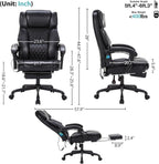 Massage Office Chair with Foot Rest 6 Points Vibration and Heat Home Office Desk Chairs for Heavy People 400lbs Reclining Managerial Chairs Ergonomic Executive Chair (Black)