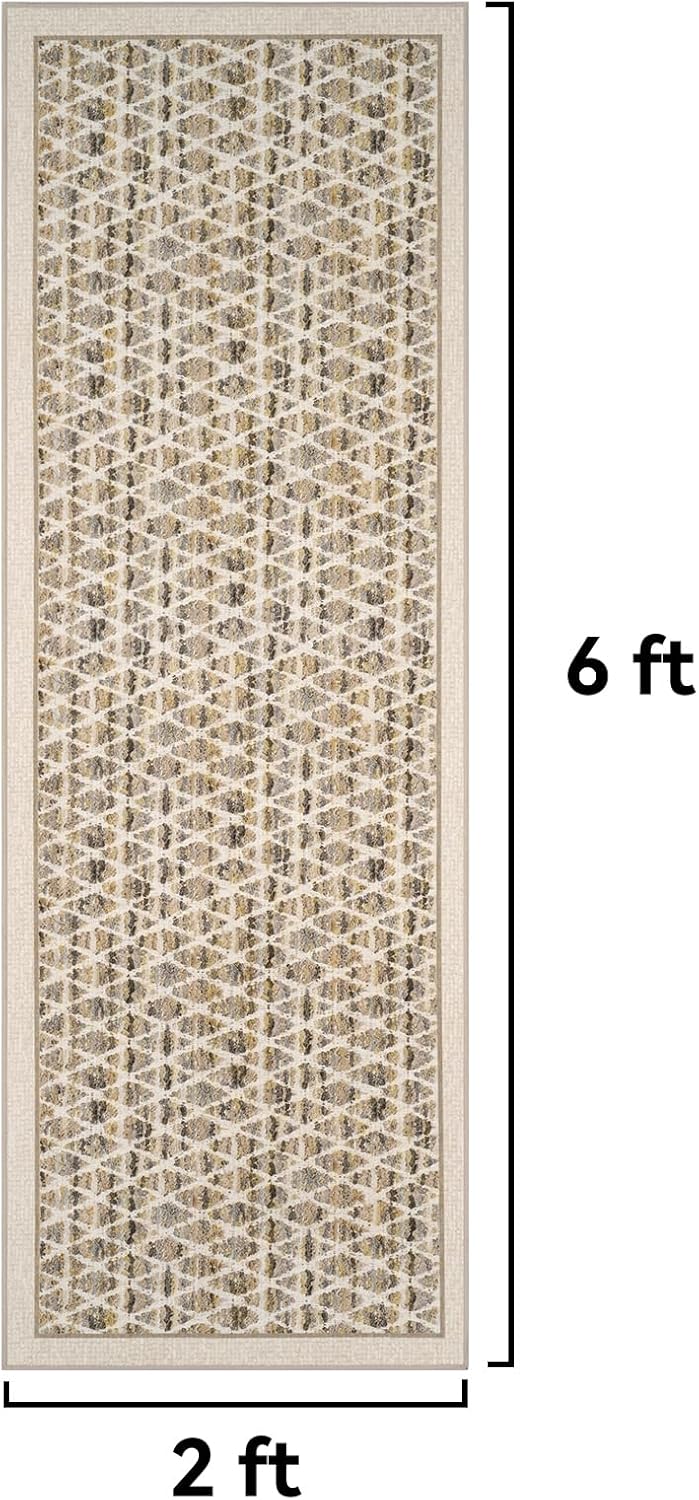 Washable Runner Rug 2x6 for Hallway, Non Slip Kitchen Runner Rug, Soft Low Pile Indoor Carpet Runner for Entryway, Laundry Room, Bedroom Decor (2'x6', Beige)